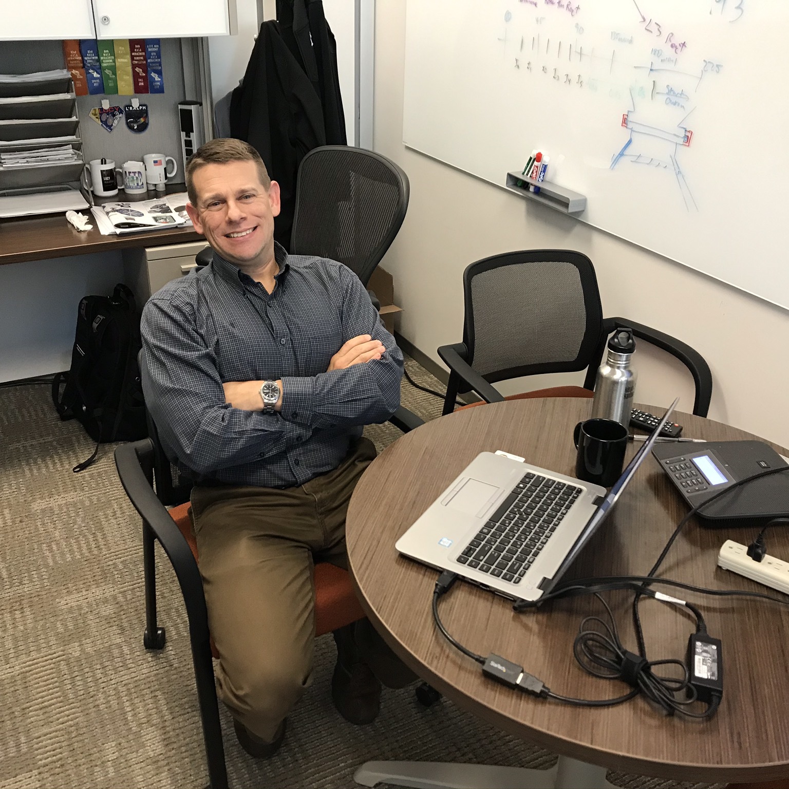 Mike Sekerak (GSFC), Deputy Systems/00 Engineer, getting ready for another telecon.